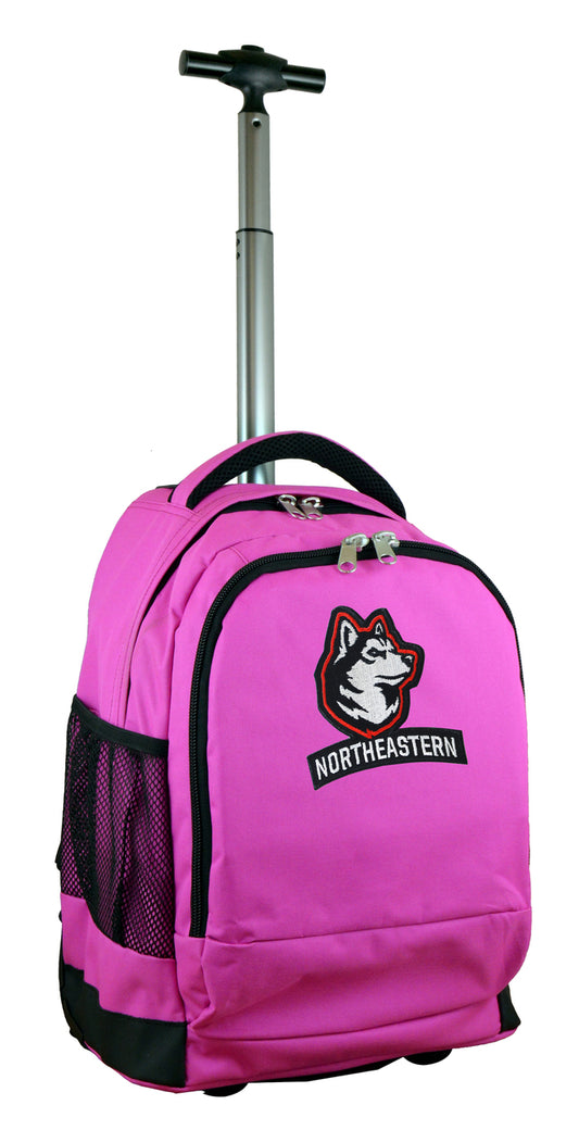 Northeastern Premium Wheeled Backpack in Pink