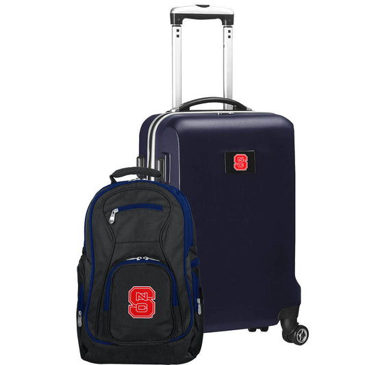 NC State Wolfpack Deluxe 2-Piece Backpack and Carry-on Set in Navy