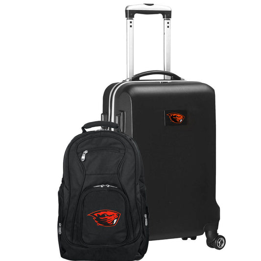 Oregon State Beavers Deluxe 2-Piece Backpack and Carry on Set in Black
