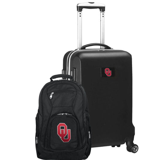 Oklahoma Sooners Deluxe 2-Piece Backpack and Carry on Set in Black