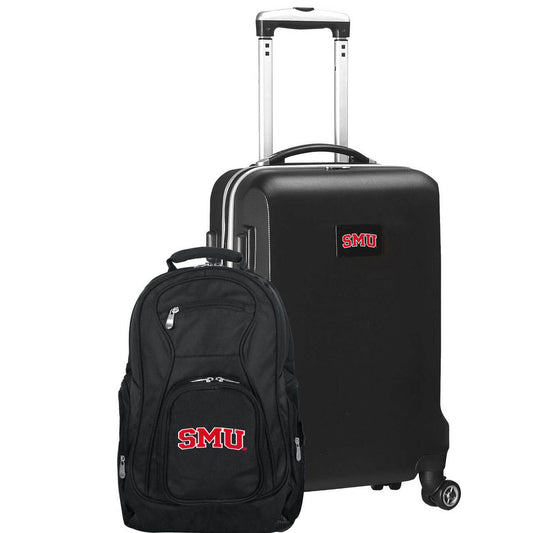 Southern Methodist Mustangs Deluxe 2-Piece Backpack and Carry-on Set in Black