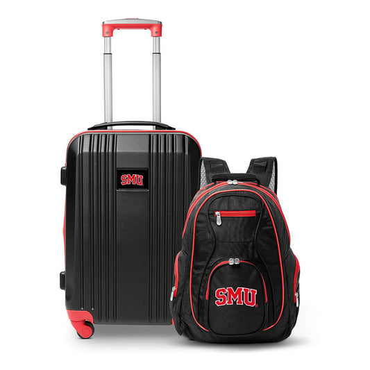 Southern Methodist Mustangs 2 Piece Premium Colored Trim Backpack and Luggage Set