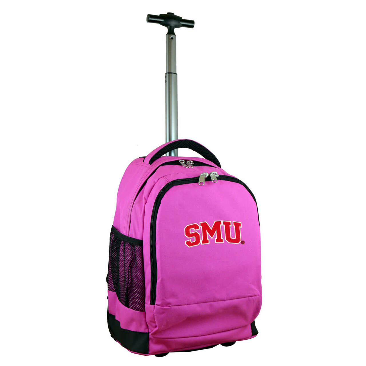Southern Methodist Premium Wheeled Backpack in Pink