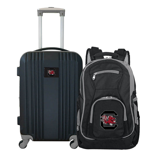 South Carolina Gamecocks 2 Piece Premium Colored Trim Backpack and Luggage Set