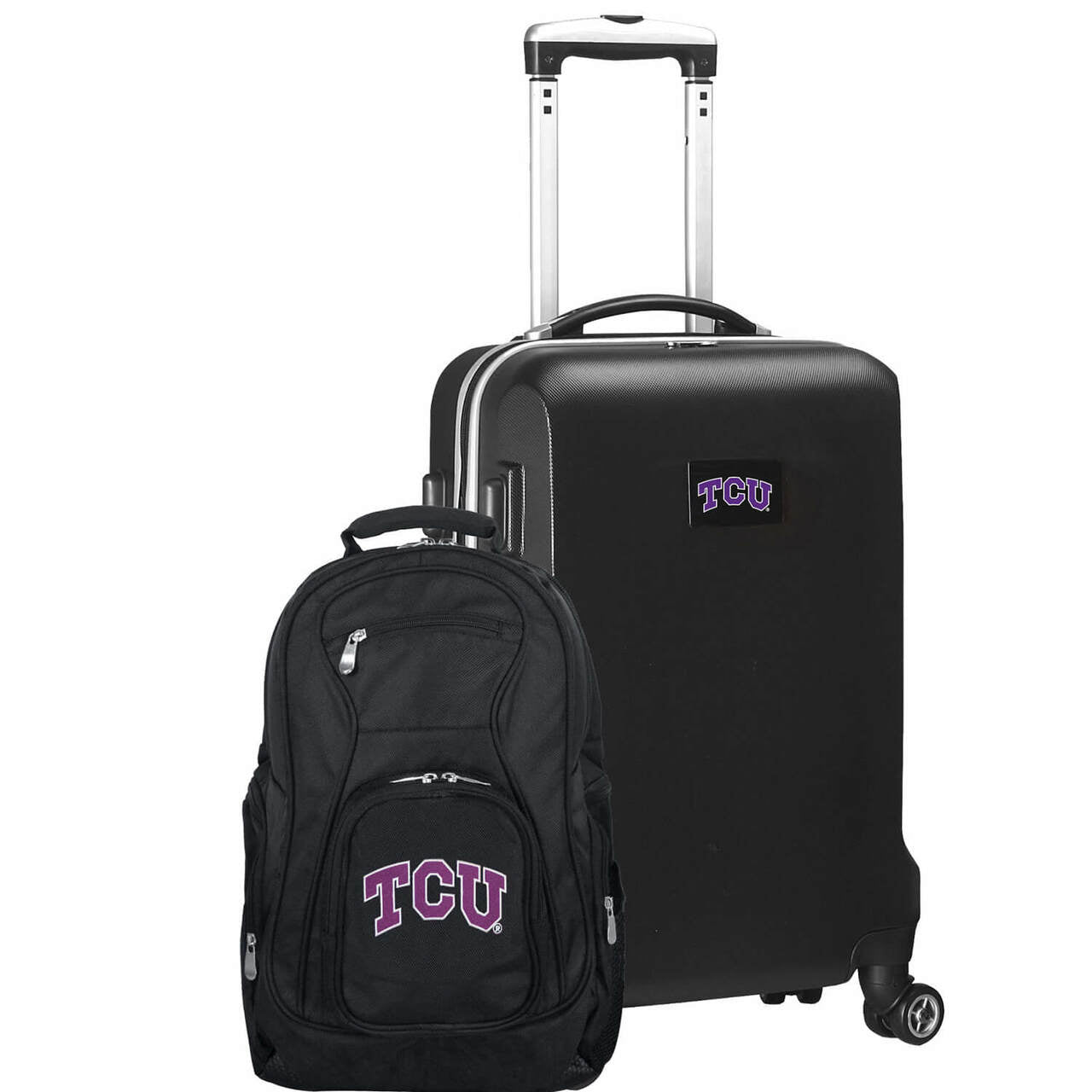 Texas Christian University Horned Frogs Deluxe 2-Piece Backpack and Carry on Set in Black