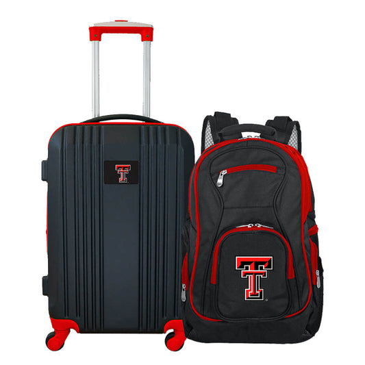 Texas Tech Red Raiders 2 Piece Premium Colored Trim Backpack and Luggage Set