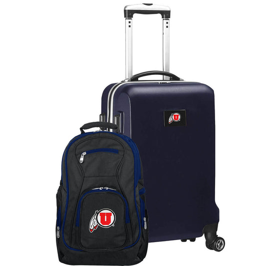 Utah Utes Deluxe 2-Piece Backpack and Carry on Set in Navy
