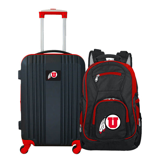 Utah Utes 2 Piece Premium Colored Trim Backpack and Luggage Set
