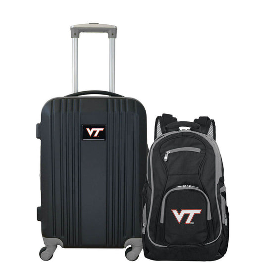 Virginia Tech Hokies 2 Piece Premium Colored Trim Backpack and Luggage Set