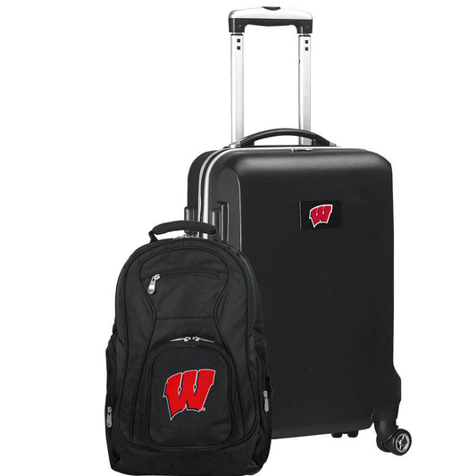 Wisconsin Badgers Deluxe 2-Piece Backpack and Carry on Set in Black