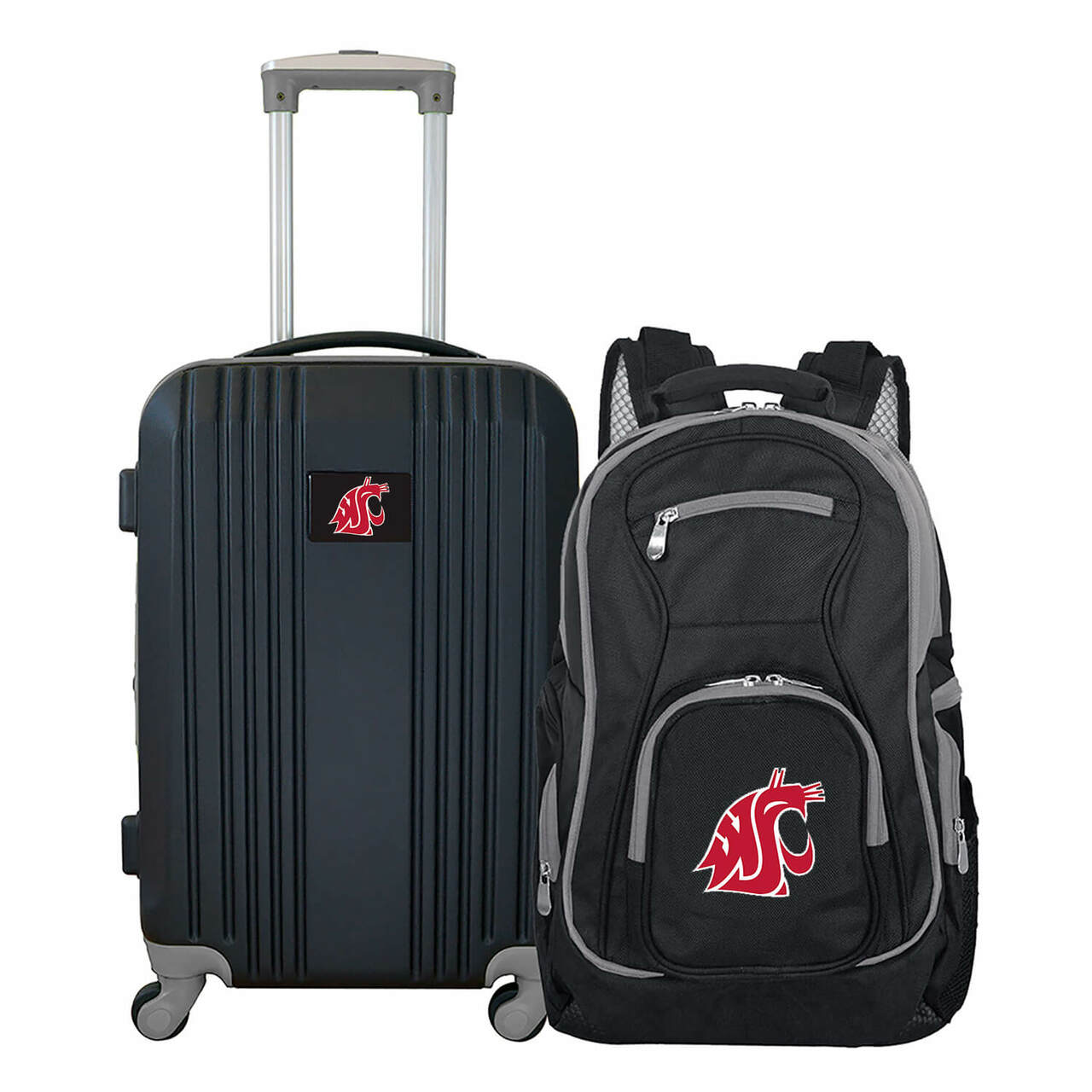 Washington State Cougars 2 Piece Premium Colored Trim Backpack and Luggage Set