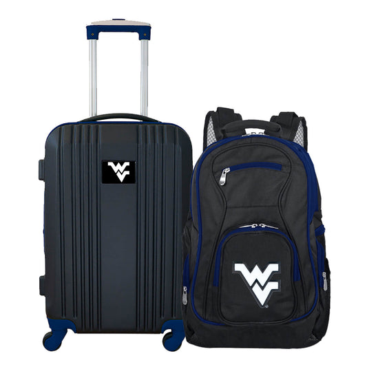 West Virginia Mountaineers 2 Piece Premium Colored Trim Backpack and Luggage Set