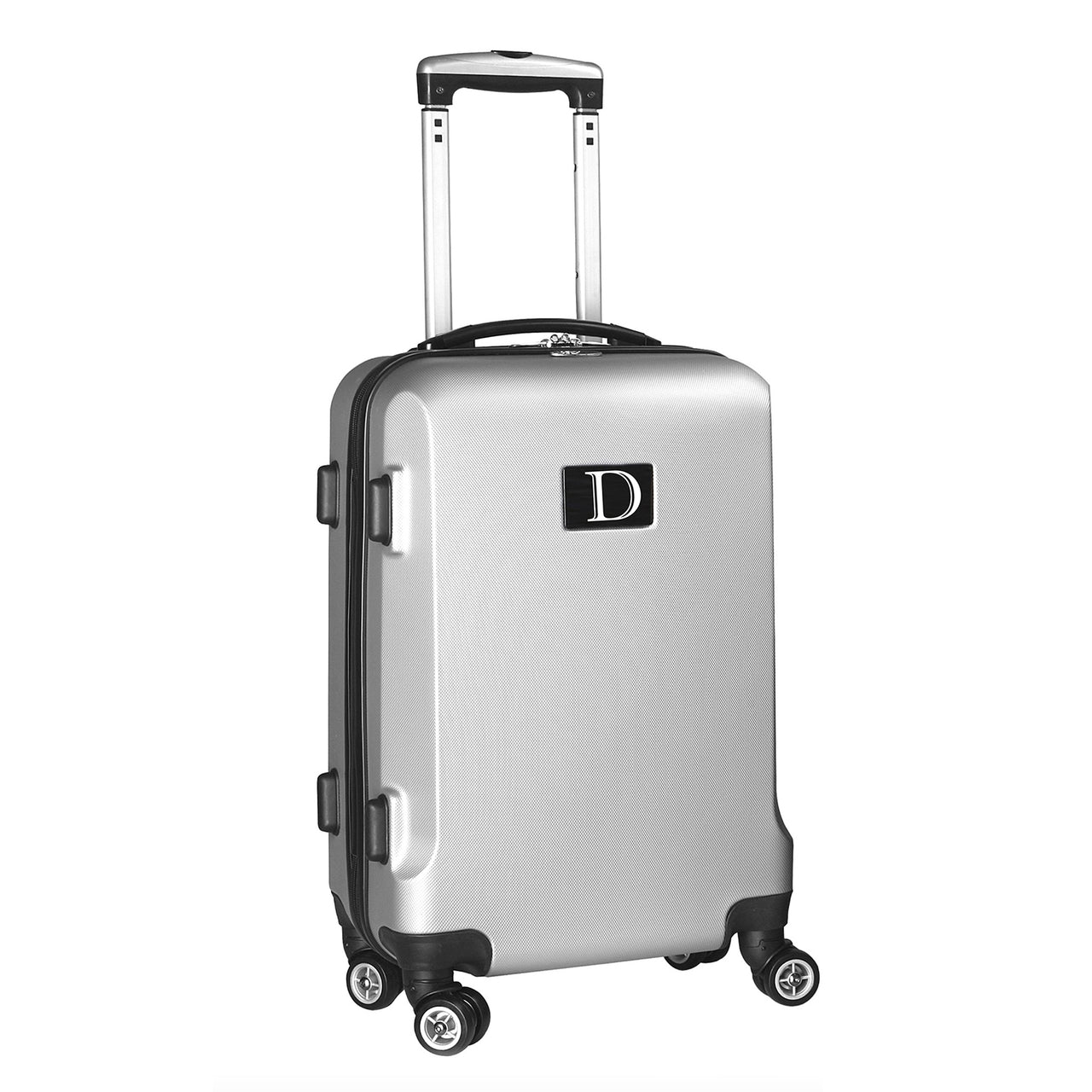 Personalized Initial Name letter "D" 20 inches Carry on Hardcase Spinner Luggage by Mojo in SILVER