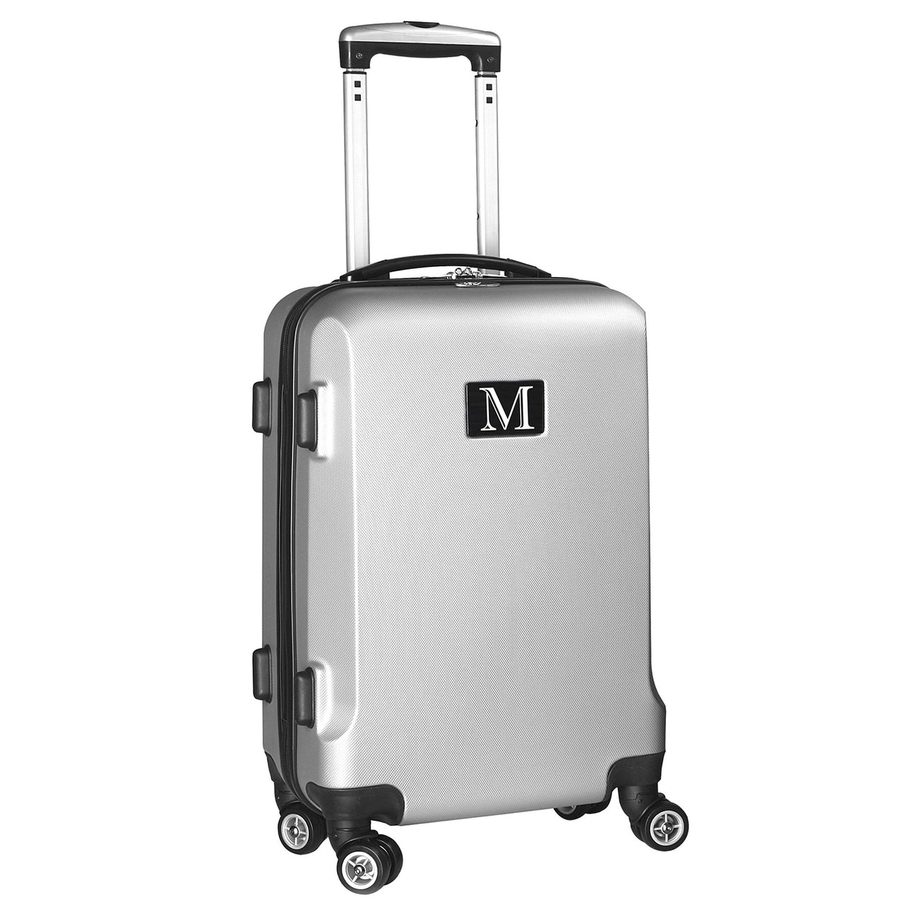 Personalized Initial Name letter "M" 20 inches Carry on Hardcase Spinner Luggage by Mojo in SILVER