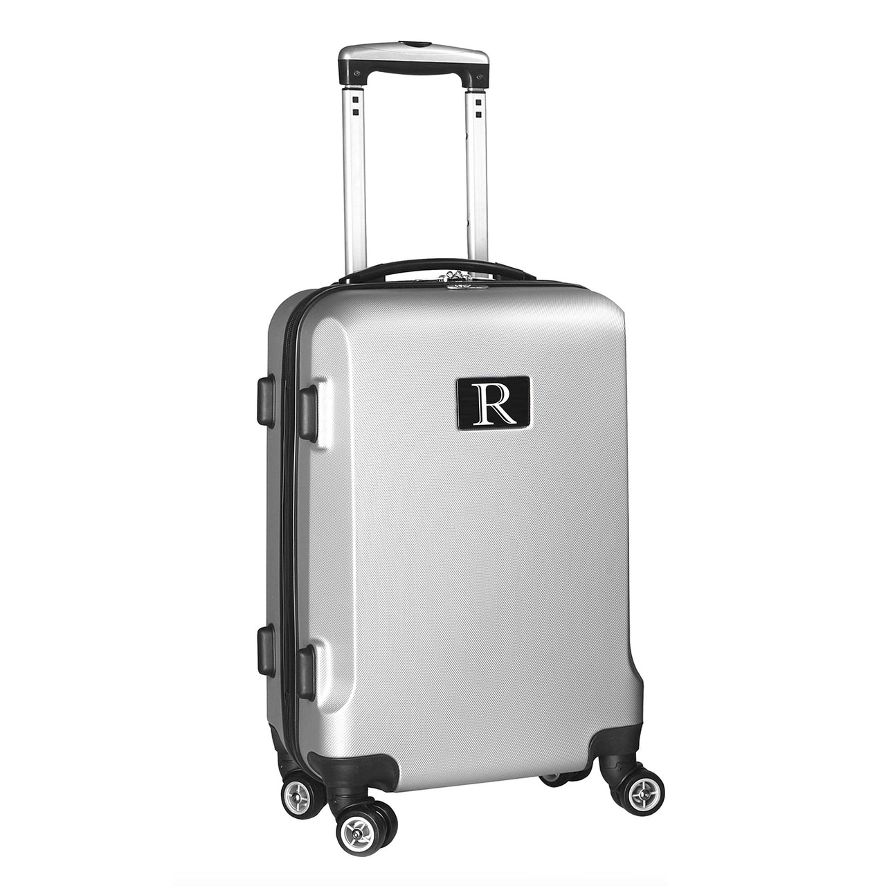 Personalized Initial Name letter "R" 20 inches Carry on Hardcase Spinner Luggage by Mojo in SILVER