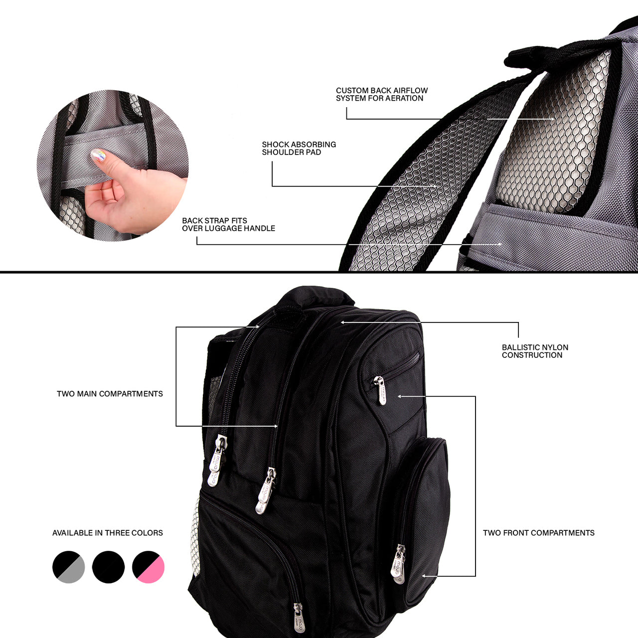 Mojo Black Louisville Premium Wheeled Backpack