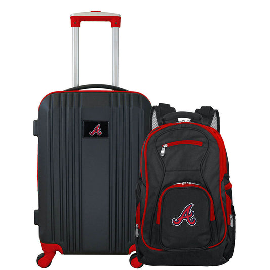 Atlanta Braves 2 Piece Premium Colored Trim Backpack and Luggage Set