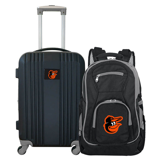 Baltimore Orioles 2 Piece Premium Colored Trim Backpack and Luggage Set