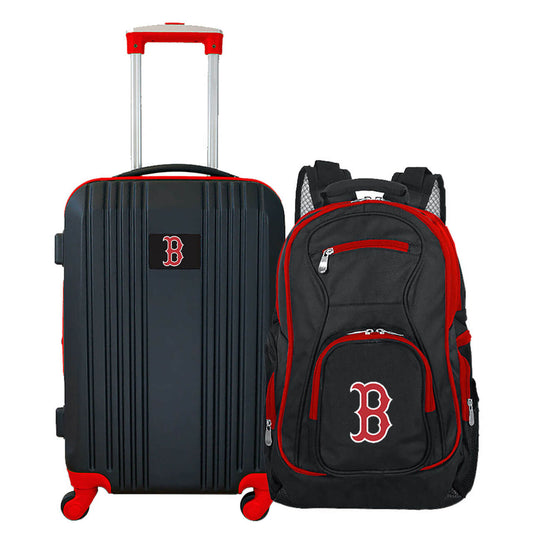 Boston Red Sox 2 Piece Premium Colored Trim Backpack and Luggage Set
