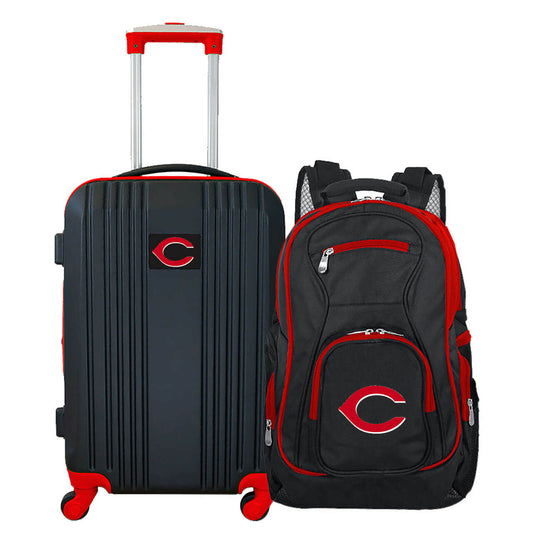 Cincinnati Reds 2 Piece Premium Colored Trim Backpack and Luggage Set