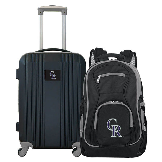 Colorado Rockies 2 Piece Premium Colored Trim Backpack and Luggage Set