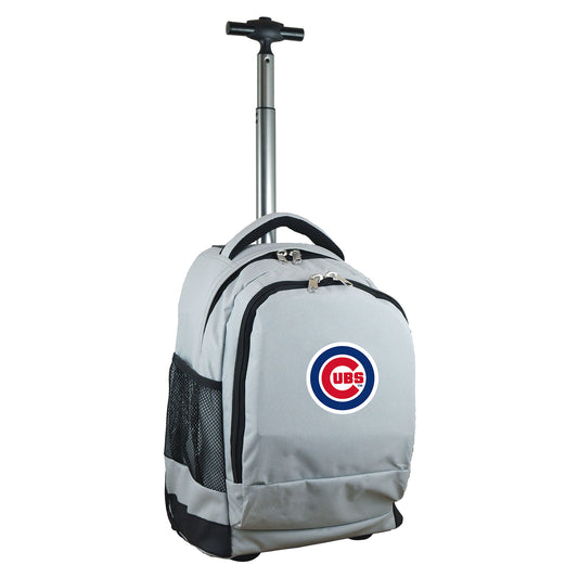 Chicago Cubs Premium Wheeled Backpack in Grey