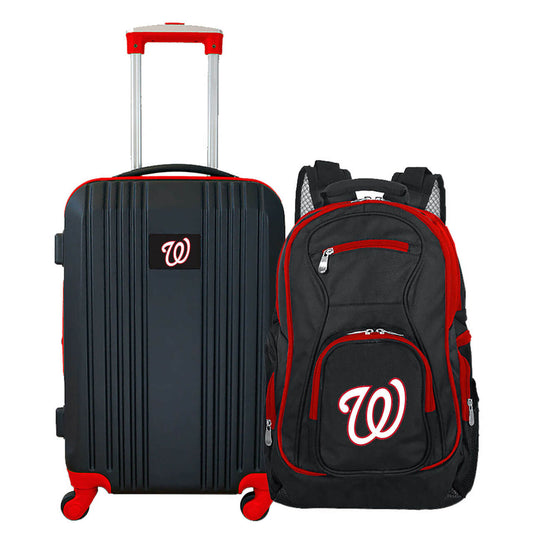 Washington Nationals 2 Piece Premium Colored Trim Backpack and Luggage Set