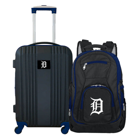 Detroit Tigers 2 Piece Premium Colored Trim Backpack and Luggage Set