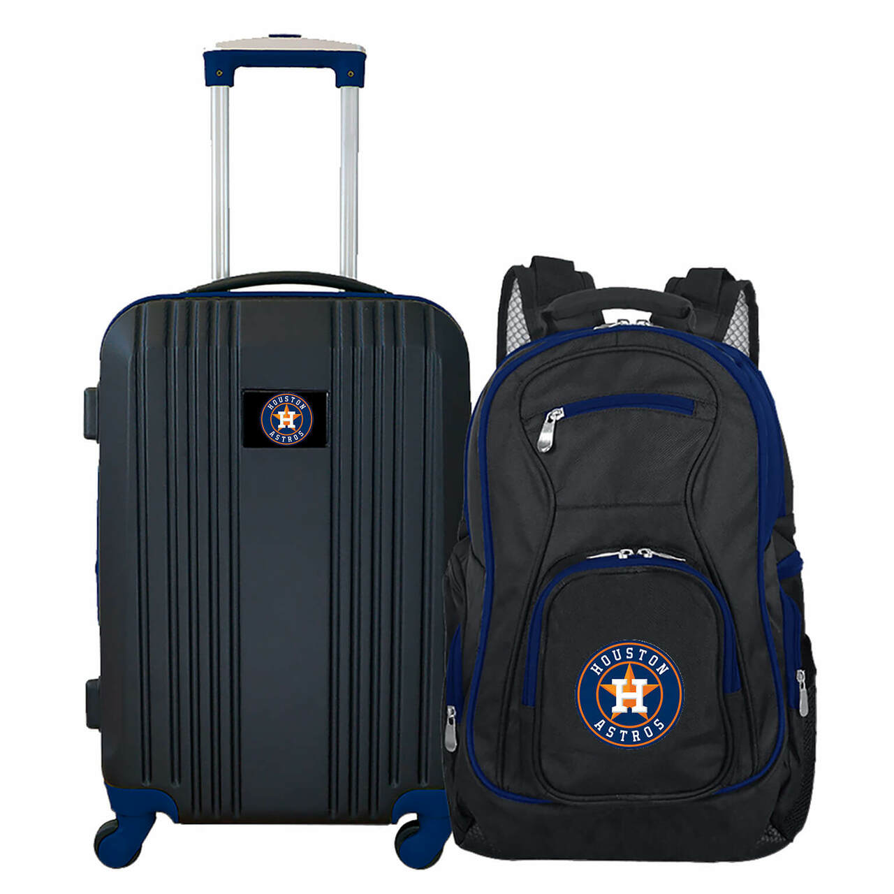 Houston Astros 2 Piece Premium Colored Trim Backpack and Luggage Set
