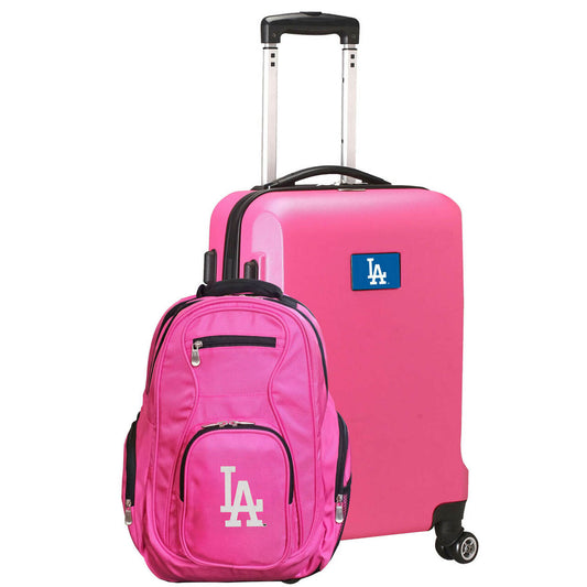 Los Angeles Dodgers Deluxe 2-Piece Backpack and Carry on Set in Pink