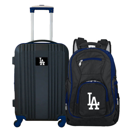 Los Angeles Dodgers 2 Piece Premium Colored Trim Backpack and Luggage Set