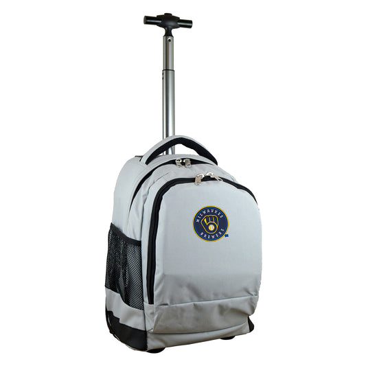 Milwaukee Brewers Premium Wheeled Backpack in Grey