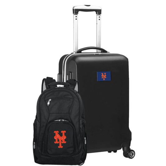 New York Mets Deluxe 2-Piece Backpack and Carry on Set in Black