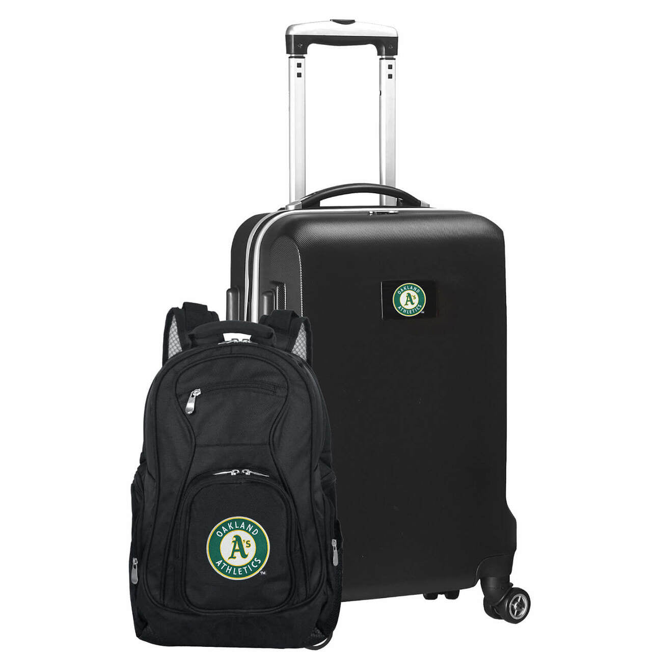 Oakland Athletics Deluxe 2-Piece Backpack and Carry on Set in Black