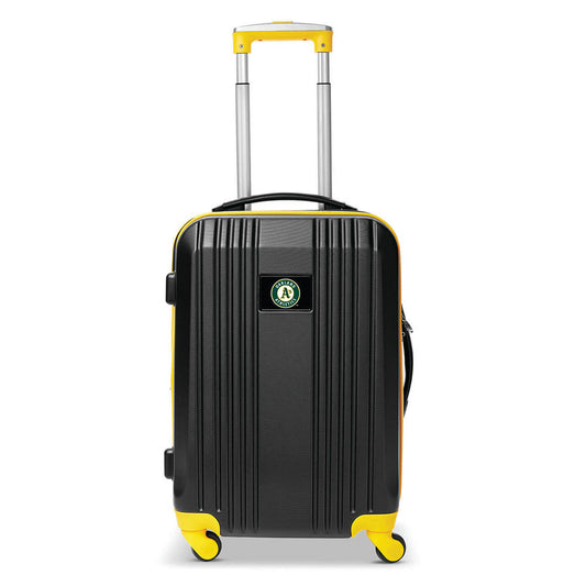A's Carry On Spinner Luggage | Oakland A's Hardcase Two-Tone Luggage Carry-on Spinner in Yellow