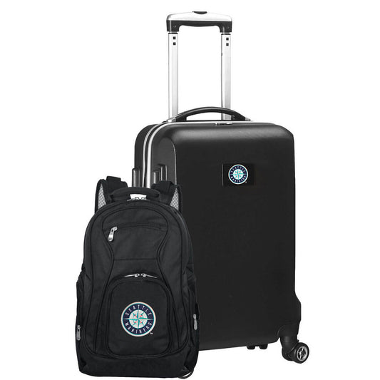 Seattle Mariners Deluxe 2-Piece Backpack and Carry on Set in Black