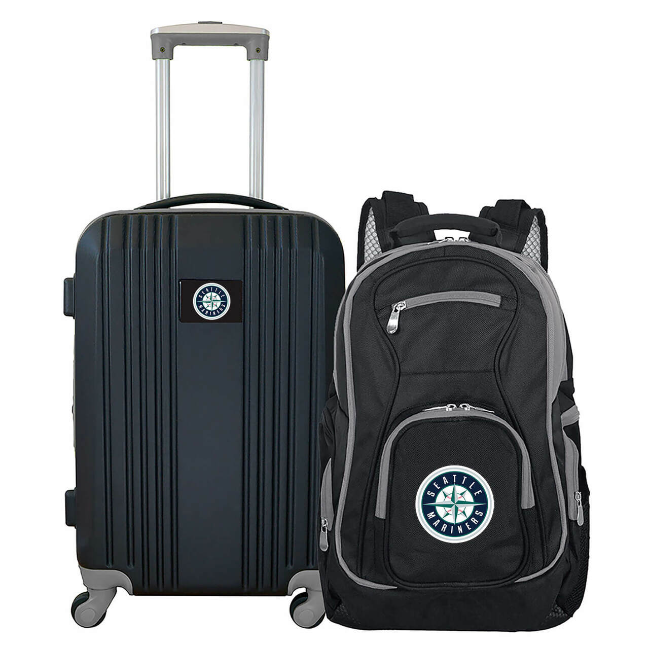 Seattle Mariners 2 Piece Premium Colored Trim Backpack and Luggage Set