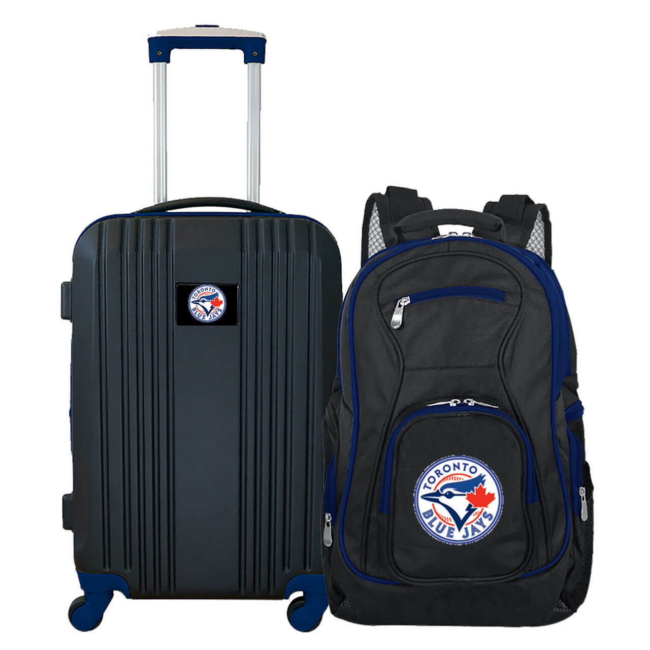 Toronto Blue Jays 2 Piece Premium Colored Trim Backpack and Luggage Set