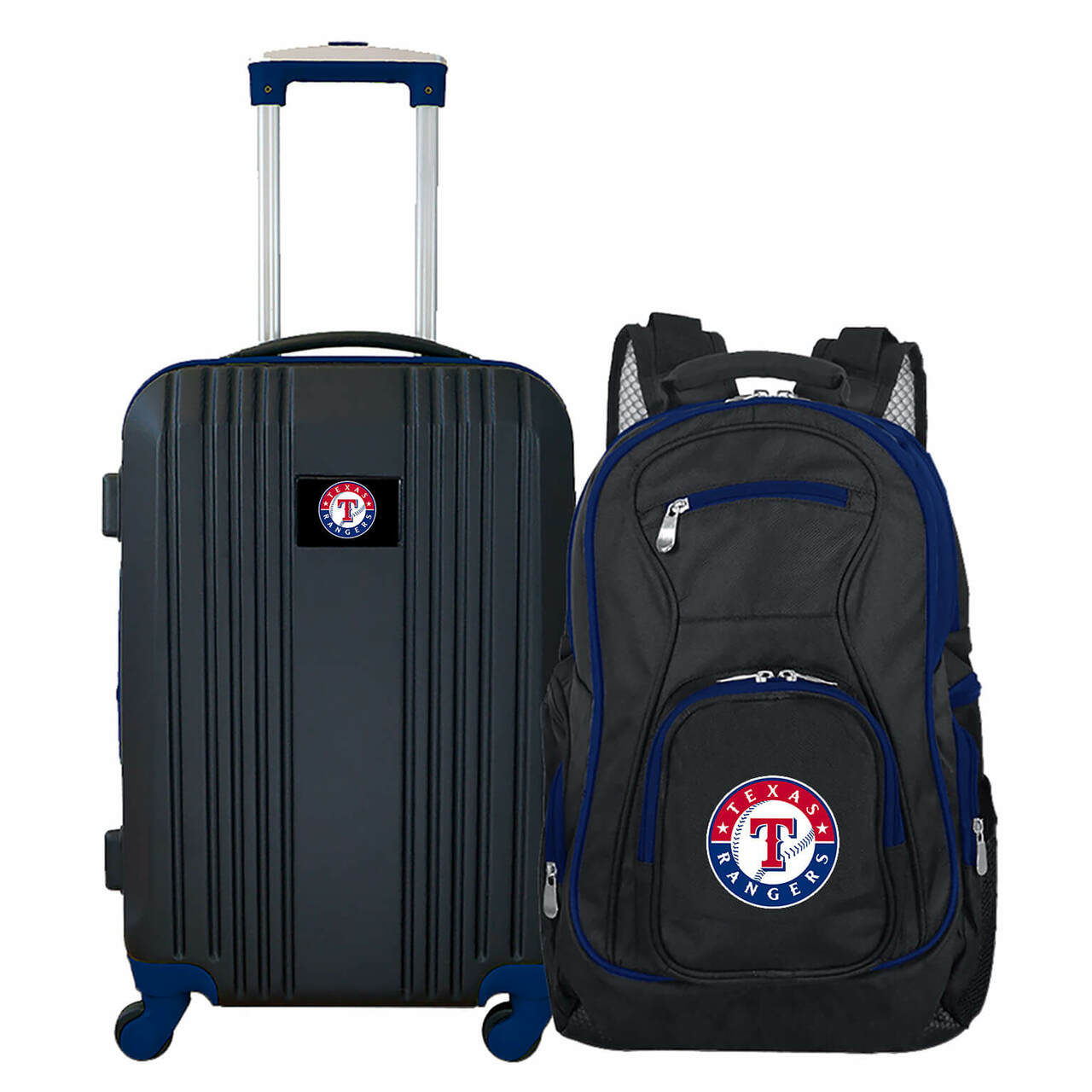 Texas Rangers 2 Piece Premium Colored Trim Backpack and Luggage Set