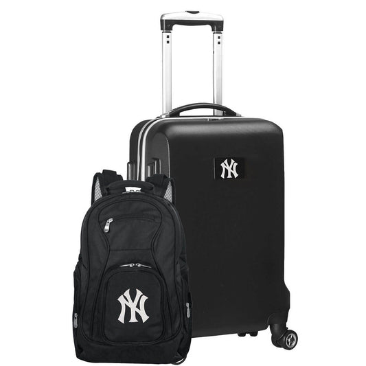 New York Yankees Deluxe 2-Piece Backpack and Carry on Set in Black