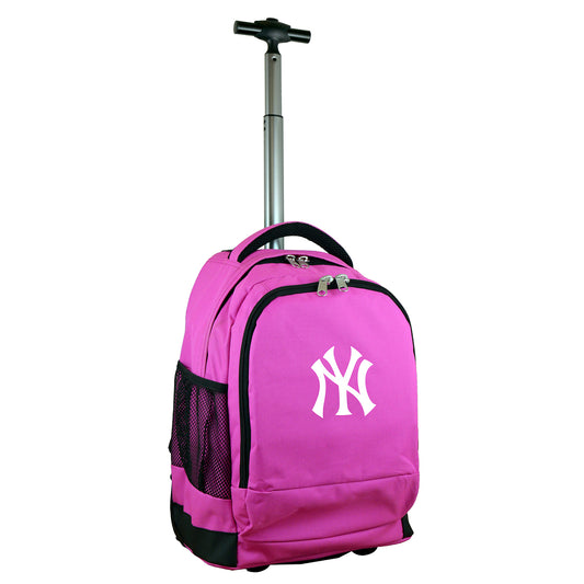 New York Yankees Premium Wheeled Backpack in Pink