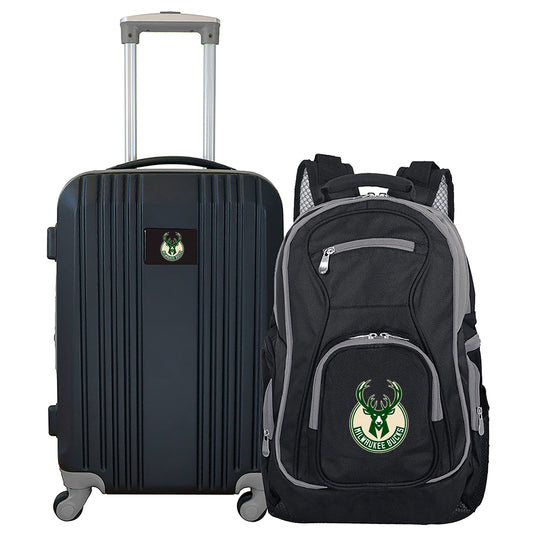 Milwaukee Bucks 2 Piece Premium Colored Trim Backpack and Luggage Set