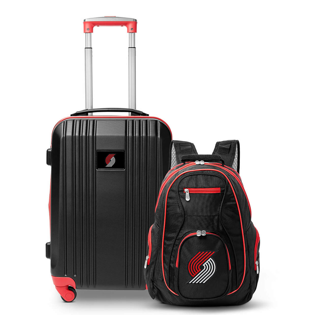 Portland Trail Blazers 2 Piece Premium Colored Trim Backpack and Luggage Set