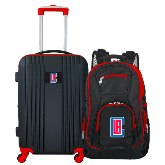 LA Clippers 2 Piece Premium Colored Trim Backpack and Luggage Set