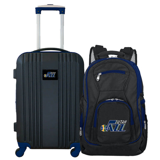 Utah Jazz 2 Piece Premium Colored Trim Backpack and Luggage Set
