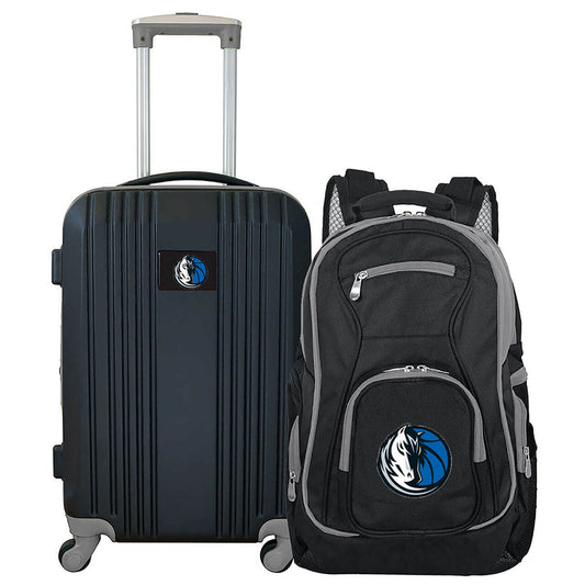 Dallas Mavericks 2 Piece Premium Colored Trim Backpack and Luggage Set