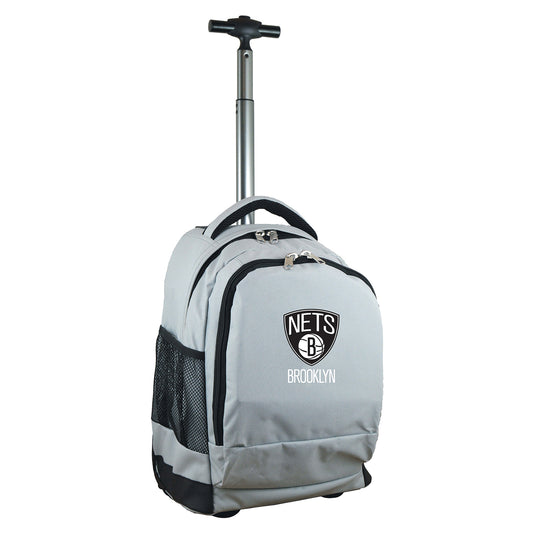 Brooklyn Nets Premium Wheeled Backpack in Grey