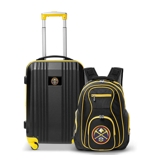Denver Nuggets 2 Piece Premium Colored Trim Backpack and Luggage Set