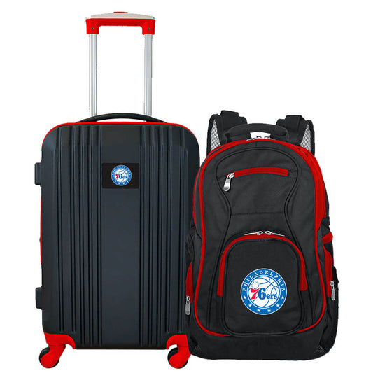 Philadelphia 76ers 2 Piece Premium Colored Trim Backpack and Luggage Set