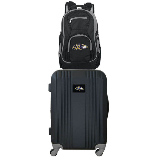 Baltimore Ravens 2 Piece Premium Colored Trim Backpack and Luggage Set